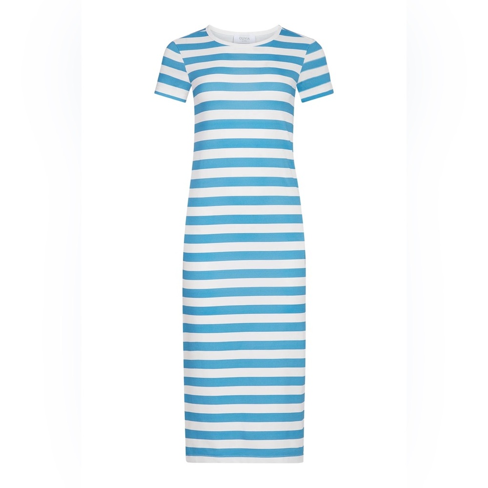 Olivia by Livro The Tee Dress Blue White Stripe Midi Dress XS